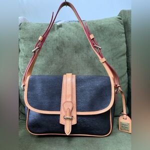 Dooney & Bourke Black with Tan Trim Crossbody Bag